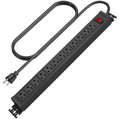 HHSOET Rotating 12 Outlet Surge Protector Power Strip,1200J, 6FT Black,1