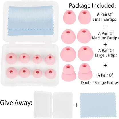 Earbud Tips Earbuds Replacement Tips Replacement Earbud Tips Earbud Covers Silicone Tips Replacement Ear Tips Compatible with Powerbeats Pro Beats Wireless Earphone Headphones 4 Pairs (Pink)