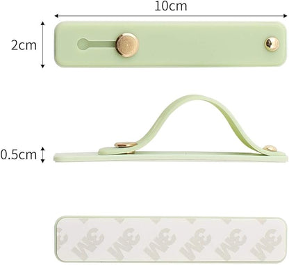 Removable and Reusable Cell Phone Grip Strap, Yetaida Telescopic Finger Kickstand Bracket Universal Silicone Phone Holder Stand and Portable Finger Loop for Most Smartphones Case (Matcha Green)