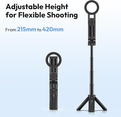 ULANZI JJ03 Magnetic Tripod for Phone with Remote Control, 3-in-1 Selfie Stick Handle Grip 360° Rotation Extendable Stand for iPhone Android Phones