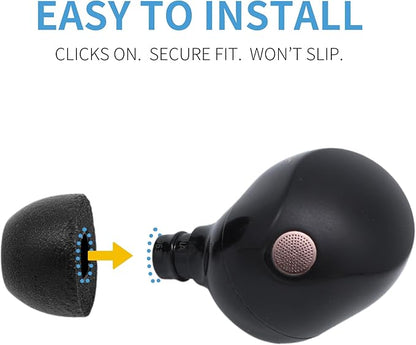 Comply TrueGrip | Premium Memory Foam Replacement Earbud Tips for Sony True Wireless Earbuds | Enhanced Comfort, Secure Fit, Superior Noise Isolation, Cleaning Tool | Black, Large (3 Pairs)
