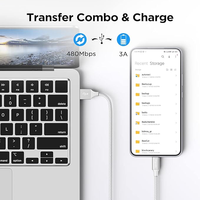 etguuds 4ft USB A to USB C Cable 3A Fast Charging, 2-Pack USB A to USB Type C Charger Cord for iPhone 16 15 Pro/Pro Max/Plus, for Samsung Galaxy S24 S23 S22 S21 S20 S10 A55 A54 Flip Note, Moto, White