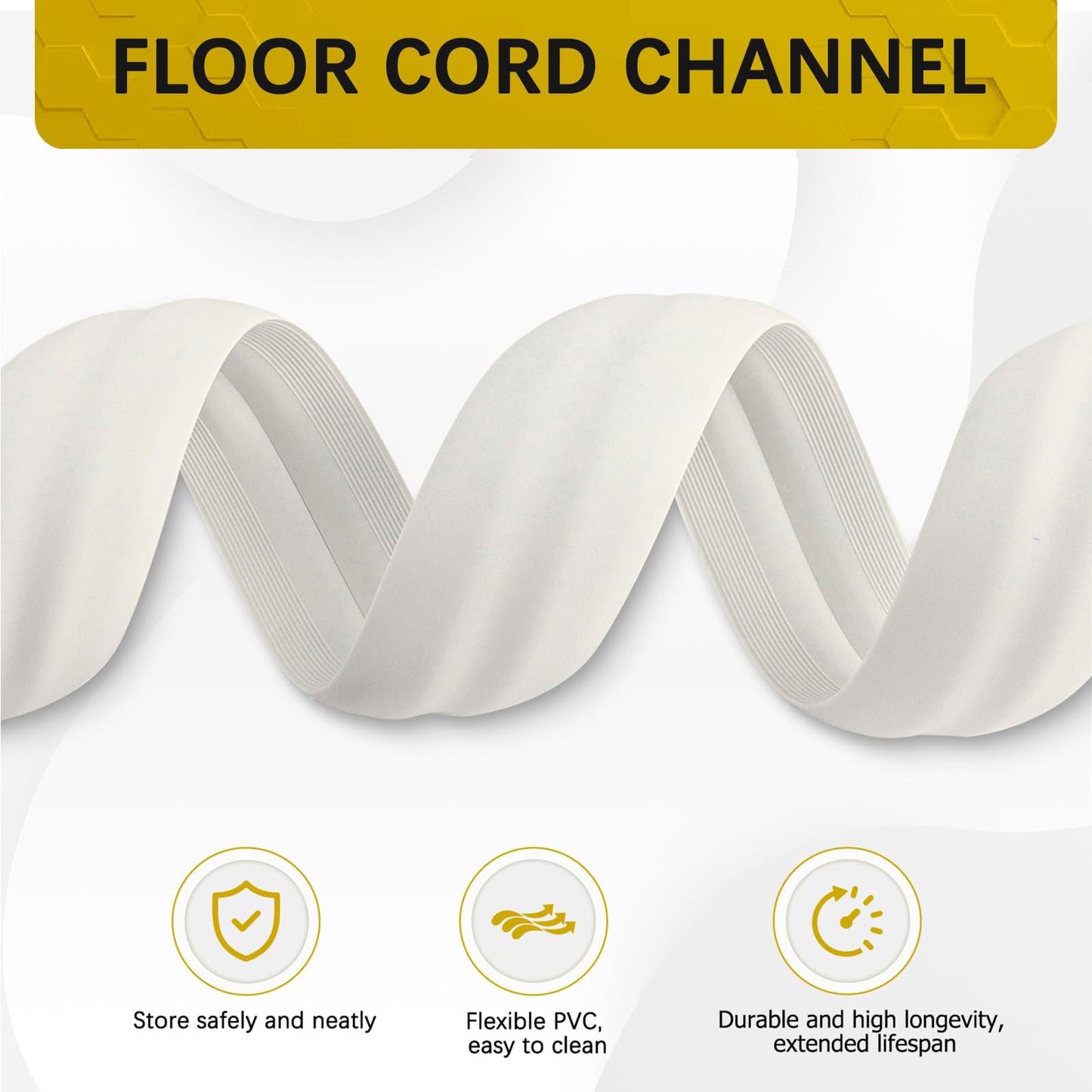 JAHOMFAI Floor Cord Cover 10FT Cord Covers for Wires on Floor Protect Wires & Prevent Trip Hazards, Easy to Cut for Home, Office, School, Concerts, Cavity W0.6in x H0.32in