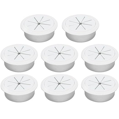 Desk Grommet 2" (50 mm), Desk Hole Cover for Cables White, Cable Grommet ABS Plastic, Desk Hole Grommet for Office and Home Table Cable, Detachable & Flexible Cable Cord Organizer-8 Pcs