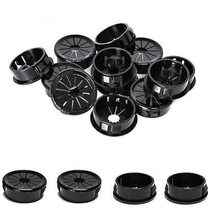 25 Pcs Cable Grommet, Snap Bushing 1-1/8" (28 mm) Mounting Diameter, Flexible Petal-Shaped Buckle Round Nylon Desk Grommet for Wires Through Countertop Cord Organizer and Protection, Black