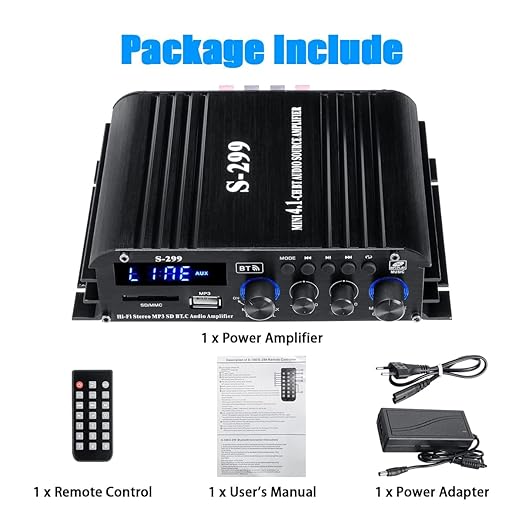 4.1 Channel Bluetooth 5.0 Mini Audio Amplifier Receiver, 4×50 W + Active Subwoofer SUB Jack Output – Hi‑Fi Car & Home Amplifier for Speaker