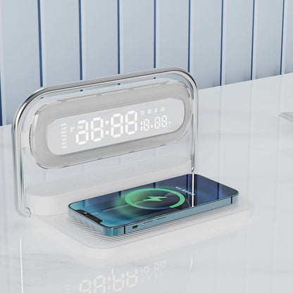 4-in-1 Multifunction Mobile Wireless Charger with Colorful Night Lights, Bluetooth Speaker, Digital Clock Alarm ; M11