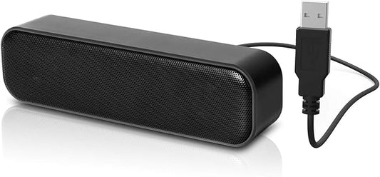 [Upgraded] Computer Speakers for Desktop PC, USB Plug-n-Play, External Speakers for Laptop, Mini PC Sound Bar with Stereo Loud Sound, Enhanced Bass, Compatible with Windows, macOS, ChromeOS, Linux