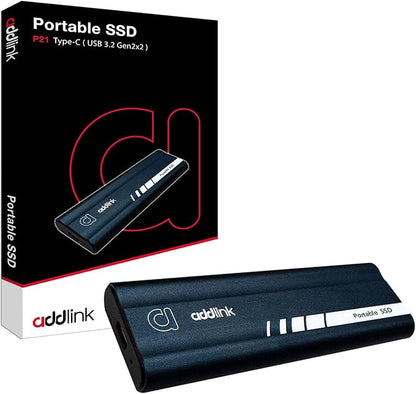 Addlink P21 1TB Portable External SSD, Up to 2,000MB/s Read, USB 3.2 Gen 2x2, Lightweight Storage for Photography, Video, Gaming and Fast backups, for PC Laptop Mac Windows Linux Android PS4 PS5