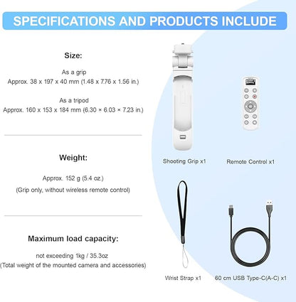 AODELAN for Nikon Camera Tripod with Rechargeable Wireless Shutter Release,Shooting Grip Remote Control Handle for P1000,P950,B600,A1000,Z6 II,Z30,Z50,Z5,Z7 II,Z fc,Z f,Z6 III,Z50 II,P1100,Z5II(White)