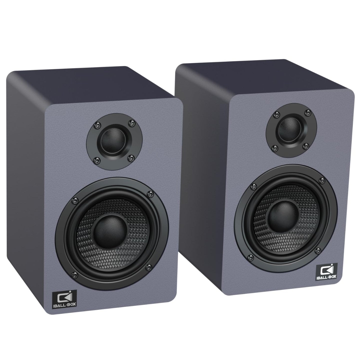 IBALL·BOX H2 Bookshelf Speakers, 60W Stereo, Record Player/Computers Speakers, DSP, Carbon-Fiber Woofer, Silk Tweeter, Optical/USB-C/AUX, Bluetooth 5.3, Slate Blue