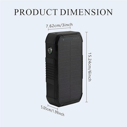 Solar Power Bank 66800mAh Built in Hand Crank and 4 Cables 22.5W Fast Charge,Camping Essentials/SOS/Strobe/Strong Flashlights,Compass Solar Portable Charger Power Bank (Black)