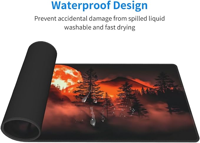 Extended Gaming Mouse Pad, Large Desk Mat XL Anime Mouse Pad Waterproof with Stitched Edges, Non-Slip Desktop Pad for Home and Office, Level Up Your 31.5x11.8 Inch (Roaring Flame)