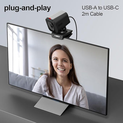 NBD 2K Webcam for PC & Laptop, Autofocus Computer Camera with Remote Control, 2 AI-Noise Canceling Microphones, Stereo Mics, Adjustable Field of View, Low-Light Correction, Built-in Privacy Cover W100