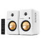 Prosonic BT30 White Bookshelf Speakers - Active Bluetooth 5.3 Powered Studio Monitors, 80W Desktop Computer Audio System with Optical/Coaxial/Aux for Turntable, Home Theater, TV & PC