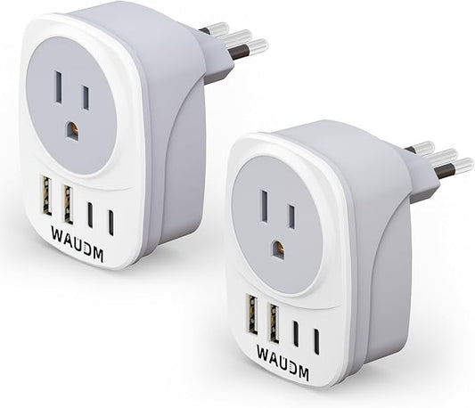 International Travel Adapter Voltage Converter Combo for 100V-240V with 2 USB Ports, USA to UK Europe Australia 200+ Countries