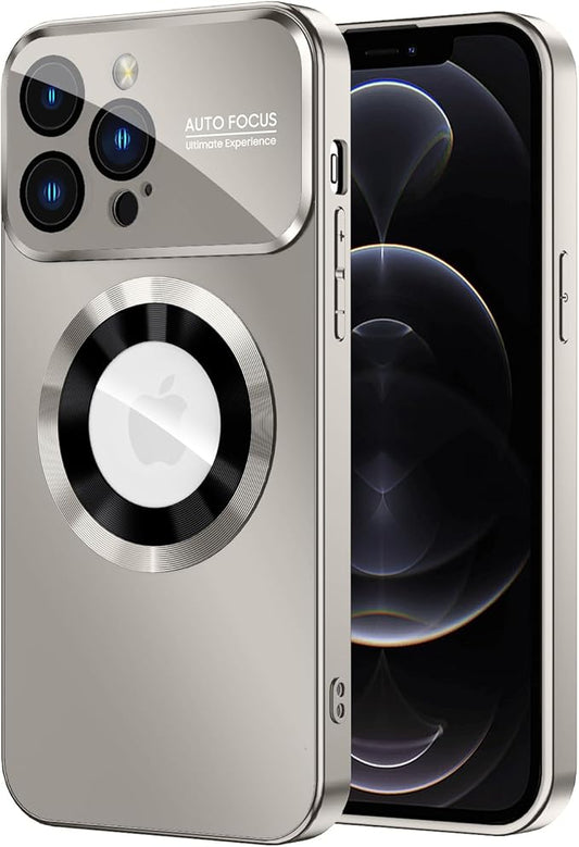 Magnetic for iPhone 12 Pro Case, Compatible with MagSafe, Built-in Camera Lens Protector, Logo View, Military Grade Drop Proof Phone Case Cover, Titanium Gray