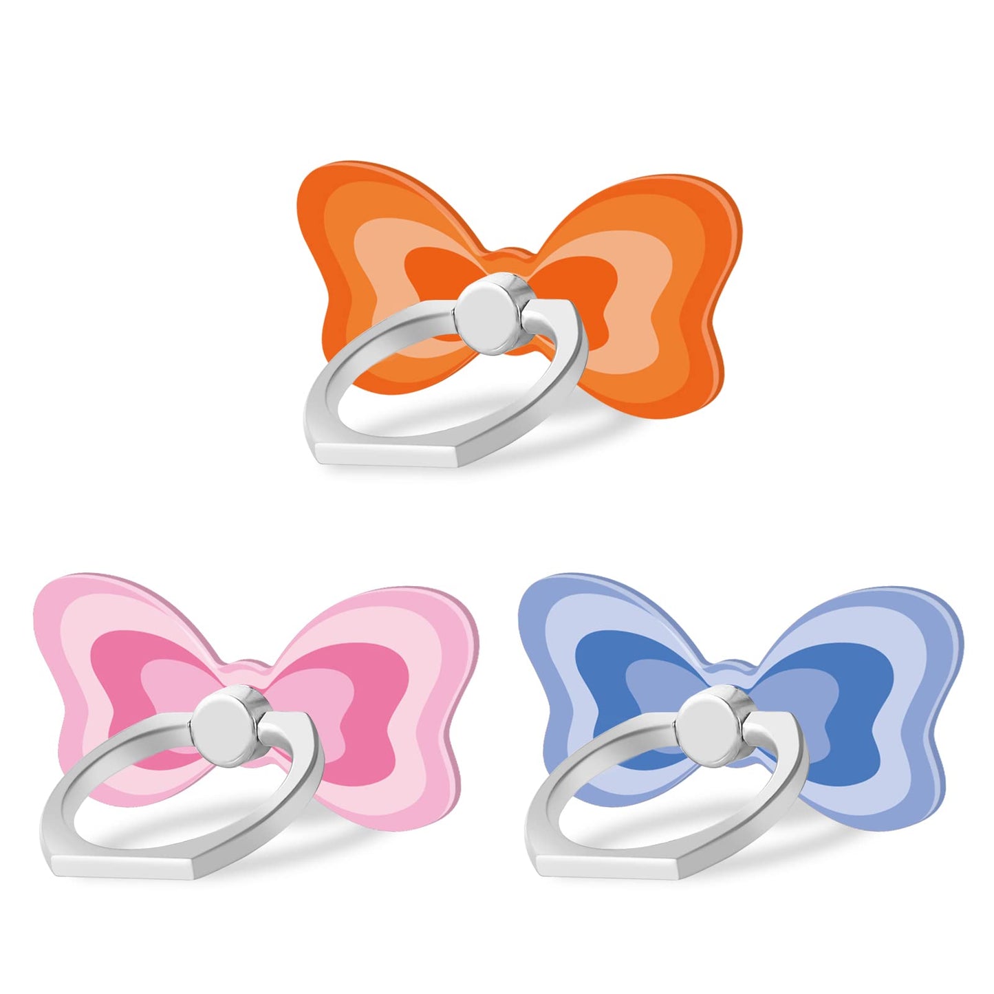 Bonoma Butterfly Phone Ring Holder, 3 Pack Universal Finger Ring Stand Grip Kickstand Ring, 360° Rotation Universal Stylish Stand Compatible with All Smartphones