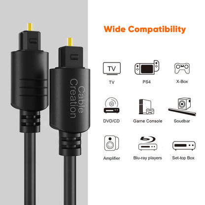 CableCreation Digital Optical Audio Toslink Cable, 3FT, Fiber Optic, S/PDIF