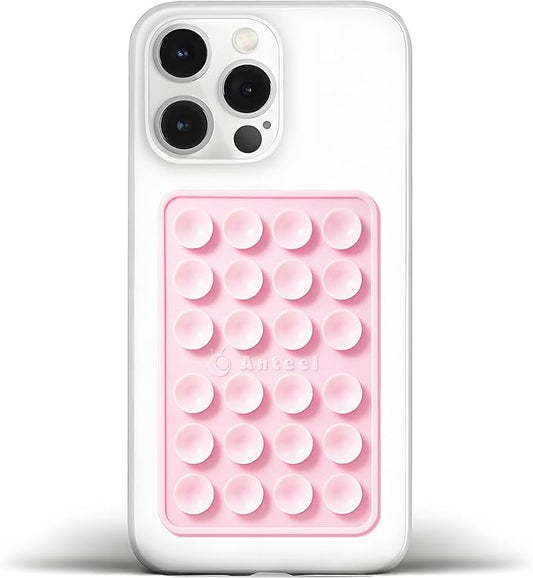 JingJinYY Medium-Sized Silicone Suction Phone Case Adhesive Mount, Enhanced Suction Power and Upgraded Thickened Sticky Phone Grip, Durable, Hands-Free Sticky Phone Holder, 2.28"x3.46" (Light Pink)