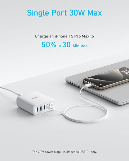 Anker Desktop Charger, Fast Charging USB C Charger, 112W Max 6-Port Charging Station, for iPhone, iPad, MacBook, Samsung and More (Cable Not Included)