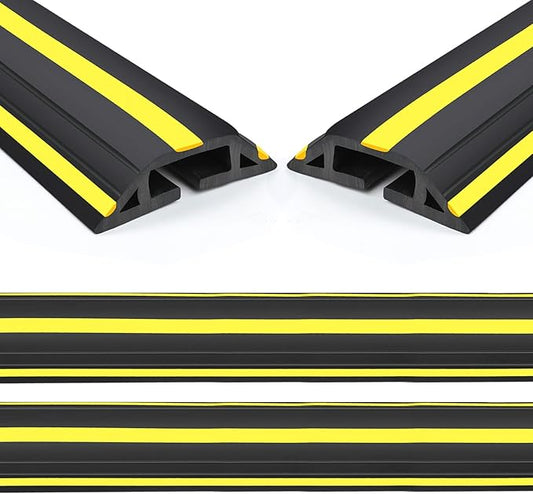 Eapele 10 ft Floor Cable Cover Protector, Heavy Duty PVC Duct Easy to Unroll, Prevent Trip Hazard for Outdoor Settings (2pcs)