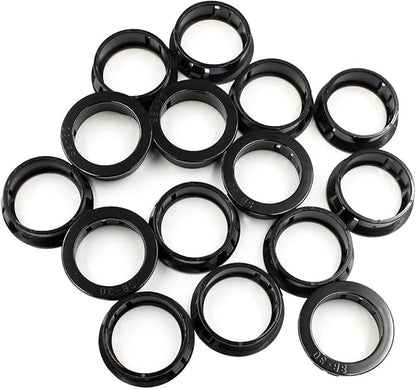 1-3/16"(30mm) Black Snap-in Knockout Insulating Bushing Grommets, Plastic Cable Hole Grommets for Wiring, Round Nylon Snap in Locking Electrical Wire Cord Hose Tubing Bushings Grommets, 15pcs