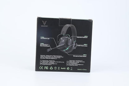 Wireless Gaming Headset for PC, PS5, PS4, Mac, Switch, 2.4GHz USB Dongle Headphones with Mic, Bluetooth 5.4, 50mm Driver, Stereo Sound, Cool Lighting, 50H Battery-Black/Green