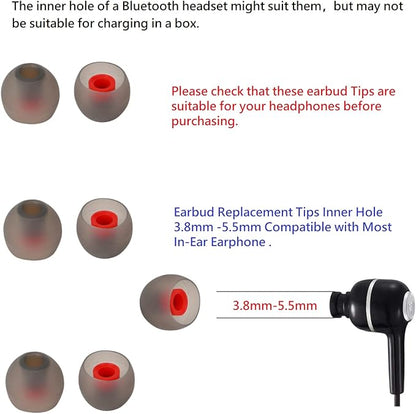 36 Pieces Small Earbud Tips Soft and Comfortable Ear Bud Replacement Pieces Silicone Fit Most in-Ear Headphones，Inner Hole 3.8mm -5.5mm，Small Black and Red Replacement Eartips