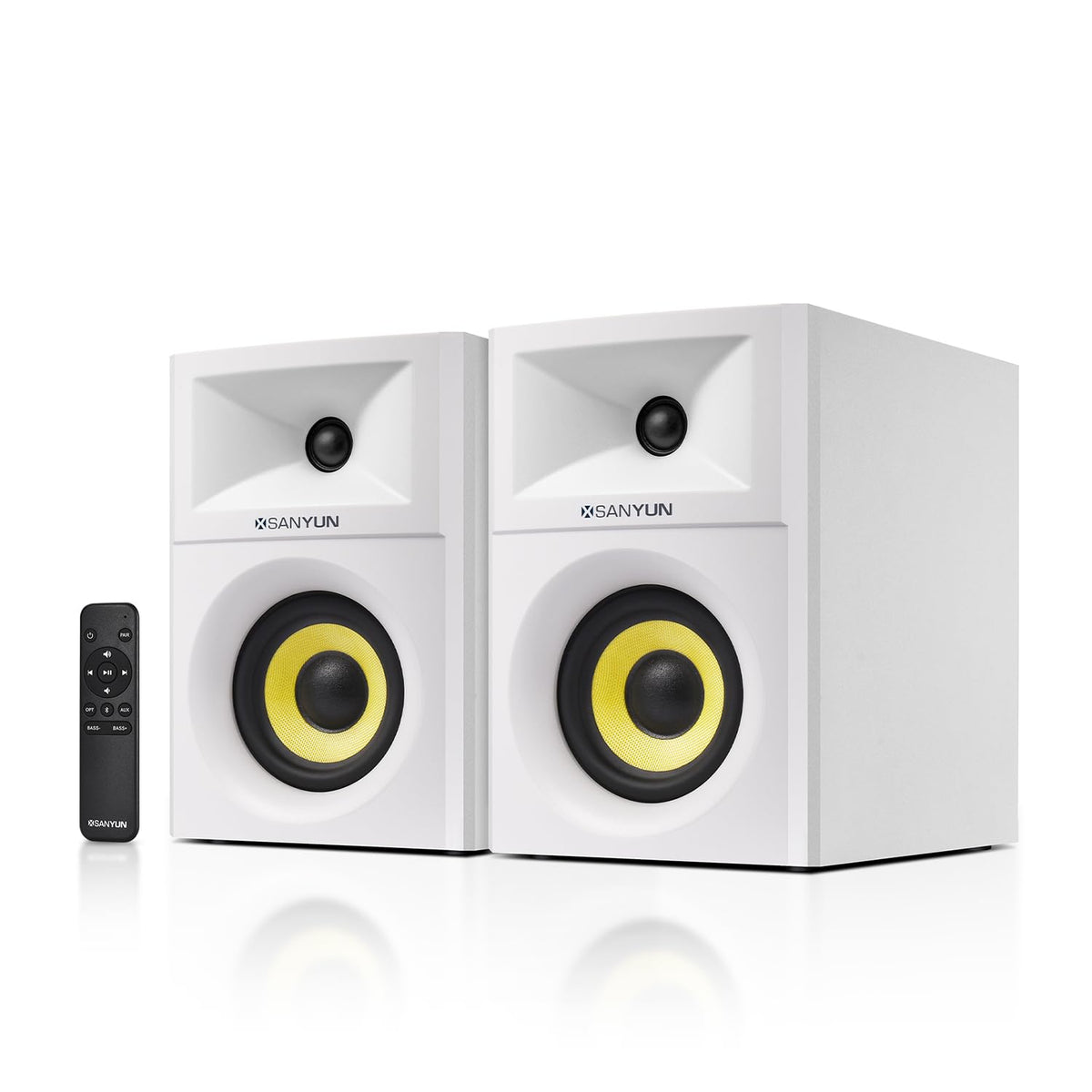 Sanyun SW205 2.0 Bookshelf Speakers, Room-Filling Expanded Stage, Dual-DSP