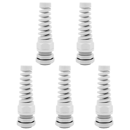 Strain Relief Cord Connector,LISTENJIALE 5Pcs NPT 1/2" Waterproof Cable Gland Flex Spiral Strain Relief Adjustable 6-12mm Cable Connector Nylon Joint with Gaskets(Grey)