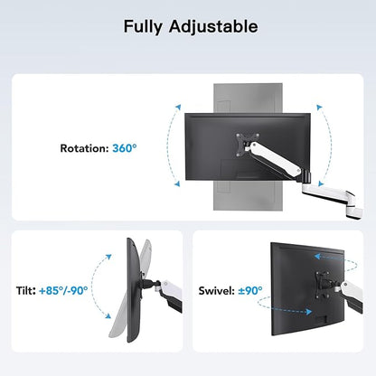 HUANUO Triple Monitor Stand - Full Motion Articulating Gas Spring Monitor Mount Fit Three 17 to 32 inch LCD Computer Screens with Clamp, Grommet Kit