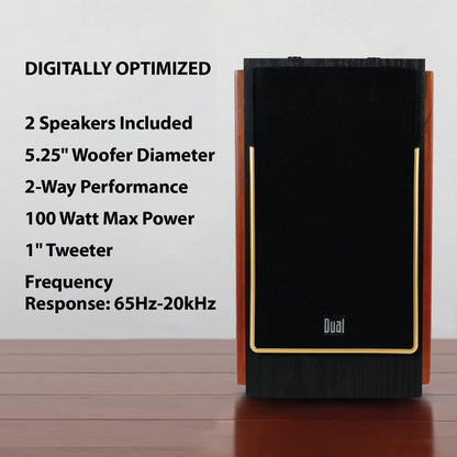 Dual Electronics LUHSL20B Bookshelf Speakers Pair Bluetooth & Class-D Amp