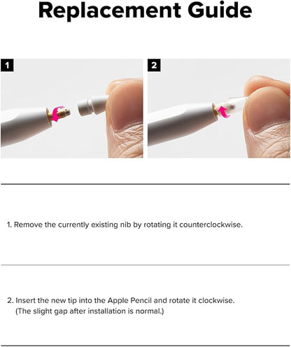 Ringke Apple Pencil Tips [3 Pack/Replacements for All Generations] Compatible with Apple Pencil Pro, 1st, 2nd Gen, USB-C Accessories, Clean & Neat Feel Nib - Metal (Matte Clear)