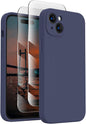 FireNova Designed for iPhone 15 Case, Silicone Upgraded [Camera Protection] Phone Case with [2 Screen Protectors], Soft Anti-Scratch Microfiber Lining Inside, 6.1 inch, Navy Blue