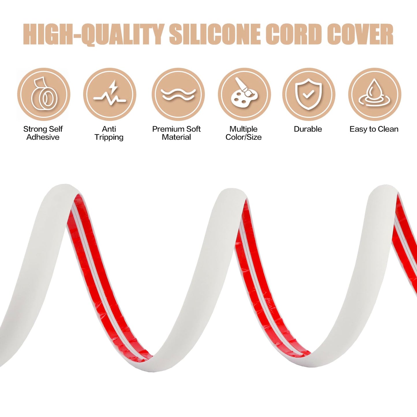 Floor Cord Cover Cable Cavity Self Adhesive Cord Hider Floor 10FT Floor Cable Management Power Cord Protector Floor Electric Cord Covers for Offices, Gym, Exhibitions (Beige, 1.18" x 10')