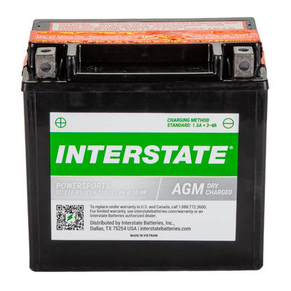 Interstate Batteries YTX14-BS Powersports Battery 12V 12Ah 200CCA AGM