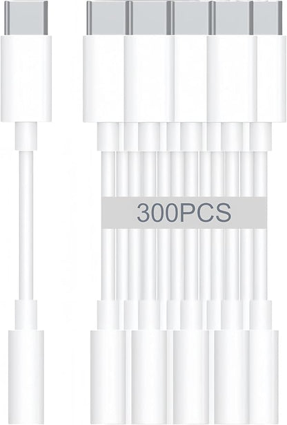 USB-C to 3.5mm Audio Headphone Adapter - HiFi 300 Pack Compatible with Apple iPhone 16 15 Samsung Galaxy S25 S24 S23 S22 Plus Pro Max Ultra Pixel iPad - Type C to Aux Cord Jack Dongle Adapter