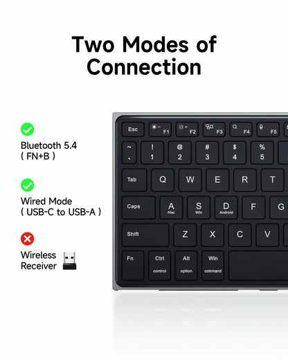 CZUR K5S Bluetooth Keyboard with Touchpad, Wireless & Wired Keyboard