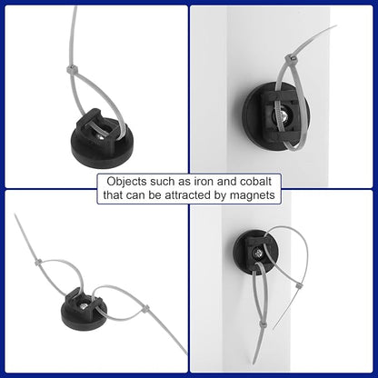 Yookeer Magnetic Zip Tie Mount Base Black Magnetic Cable Clips Wire Holder Multipurpose Cable Ties Management Base Electrical Supplies for Wire
