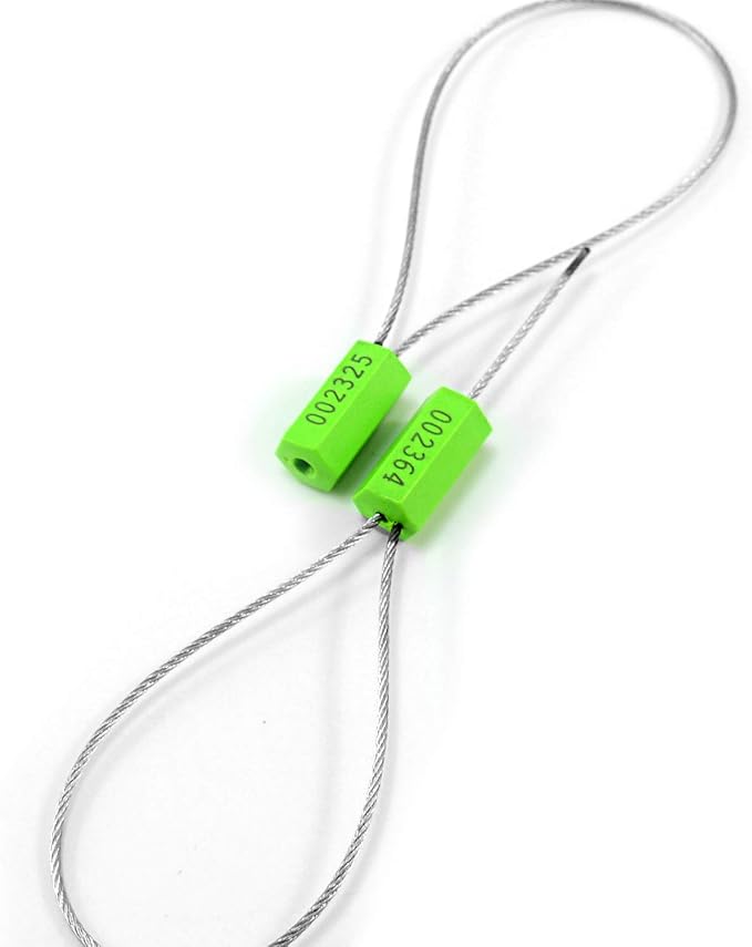 Leadseals(R) 500 Anti-Tamper Proof Security Cable Seals Disposable Self-Locking Padlock Shipping Security Tags Numbered(Pack of 500 PCS) (Green)