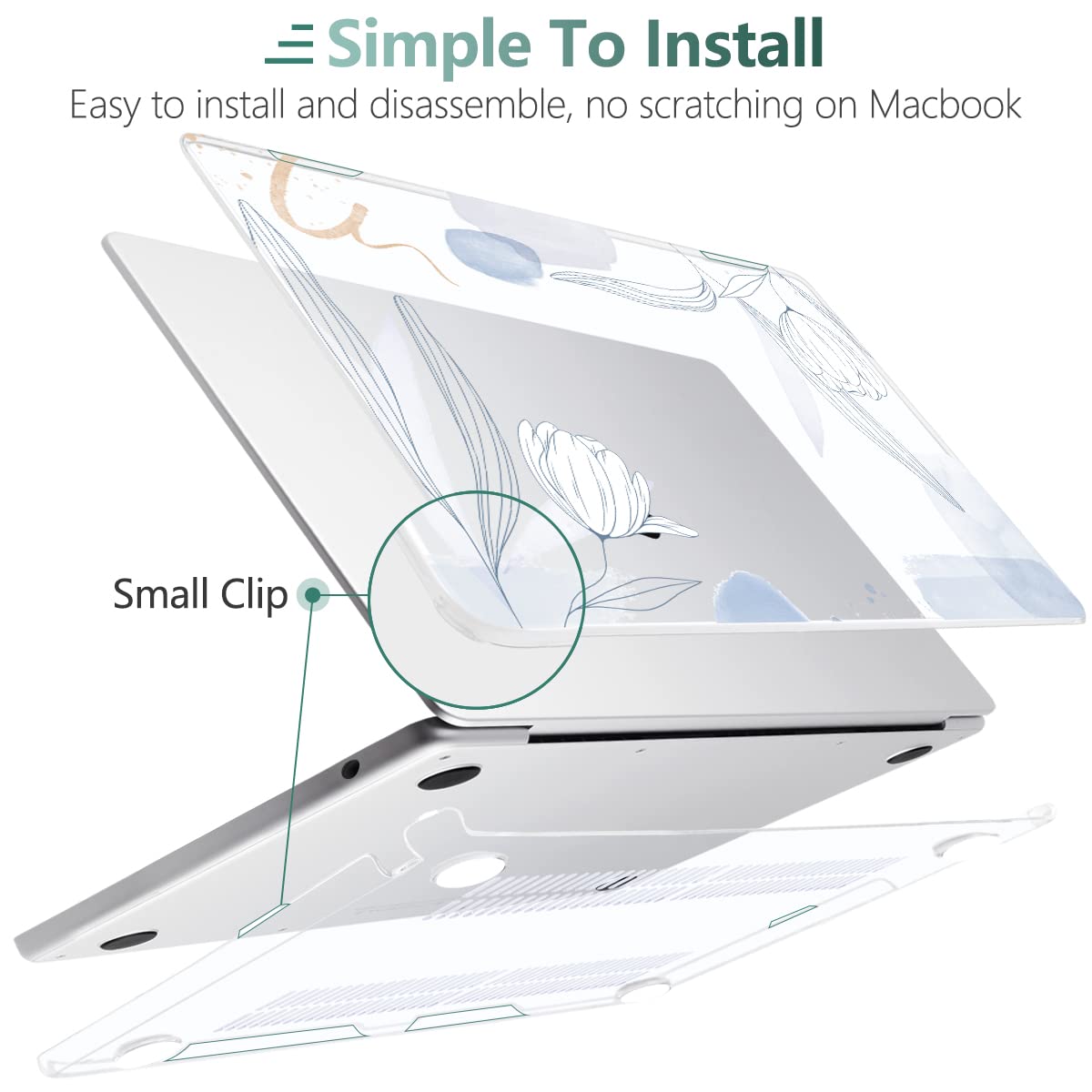 MEEgoodo Case for M5/M4/M3/M2 MacBook Air 13 inch 2026 2025 2024 2022, Fit Model A3449/A3240/A3113/A2681, Case Compatible with MacBook Air 13.6-inch, Floral 33