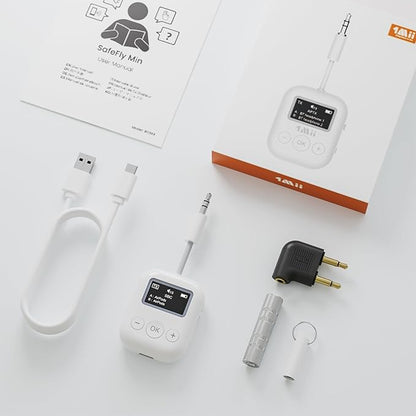 1Mii Bluetooth Transmitter for Airplane, Bluetooth 5.3 Adapter for TV,Airplane Travel Essentials, Aptx Low Latency Wireless Audio Aux for Headphones, Any 3.5mm Jack,Linking 2 Devices (White)