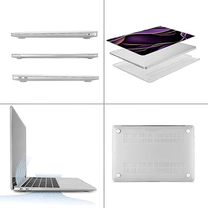 Compatible with MacBook Air 13.3 13.6 Inch Case 2022 2021 2020 2019 Plastic Hard Shell Case Cover,13.6 Air (A2681) M2 2022, Purple and Gold Color Line