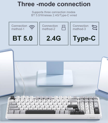 x Aula F99 Pro Wireless Mechanical Keyboard with Knob,Tri-Mode BT5.0/USB-C/2.4GHz Hot Swappable Keyboard,Pre-lubed Switches,Gasket Structure,RGB Backlit Computer Gaming Keyboards (Side Printed Black)