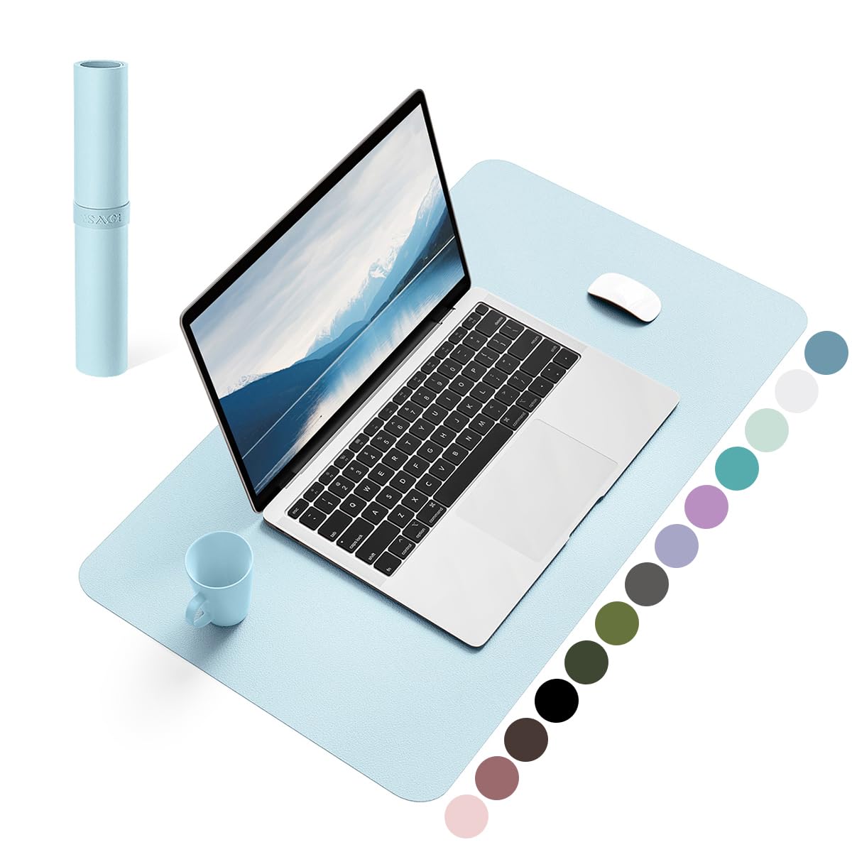 YSAGi Non-Slip Leather Desk Pad, Waterproof Laptop Computer Desk Keyboard Mat, Table Protector Blotter Mat, Large Mouse Pad for Office/Work/Home/Decor(Black, 31.5" x 15.7")