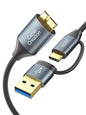 CableCreation USB C Hard Drive Cable 1FT, 5Gbps USB A/C to Micro B, Compatible With iPhone 15 Plus/15 Pro Max, WD, External Hard Drive, and Camera, Grey