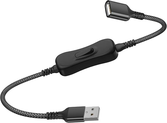 Itramax USB On Off Switch Cable,USB Extension Cable Support Data and Power 1FT/0.3M,Inline Power Switch,Male to Female with Toggle Switch for LED Lamp,LED Light Strips,Driving Recorder
