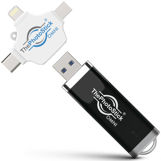 ThePhotoStick® Omni 128GB Photo Backup for iPhone, Android and Computers