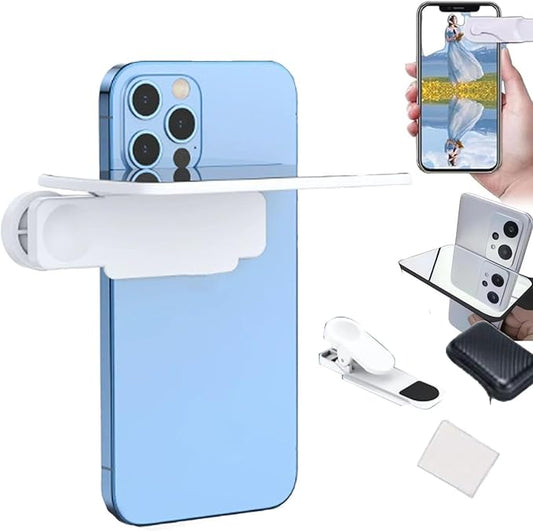 Mirror Effect Lens - Capture Stunning Reflections Instantly,Camera Mirror Reflection Clip for Back Camera Recording, Adjustable Hd Glass Phone Shooting Reflection Mirror (White)